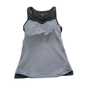 Athleta Gray Black Mesh Gel Supercharged Tank Top Size XS Built in Bra Scoop